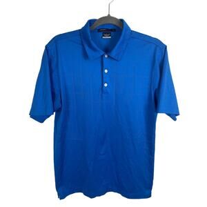 Tiger Woods Collection Mens Dri Fit Blue Short Sleeved Athletic Golf Polo Size S